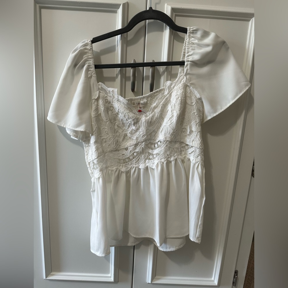NWT- Lacy smocked babydoll top!